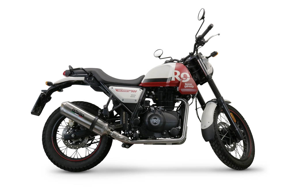 GPR escape compatible con  Royal Enfield Scram 411 2022-2024, Satinox , Escape legal, homologado, silenciador con catalizador, db killer desmontable y tubo de conexión específico 
