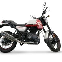 Escape compatible con Royal Enfield Scram 411 2022-2024, Trioval, Escape homologado, legal, con db killer extraíble, tubo de conexión y catalizador 