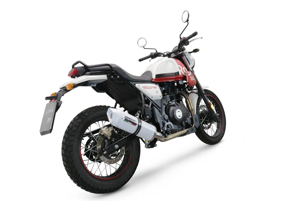 Escape compatible con Royal Enfield Scram 411 2022-2024, Albus Evo4, Escape homologado, legal, con db killer extraíble, tubo de conexión y catalizador 