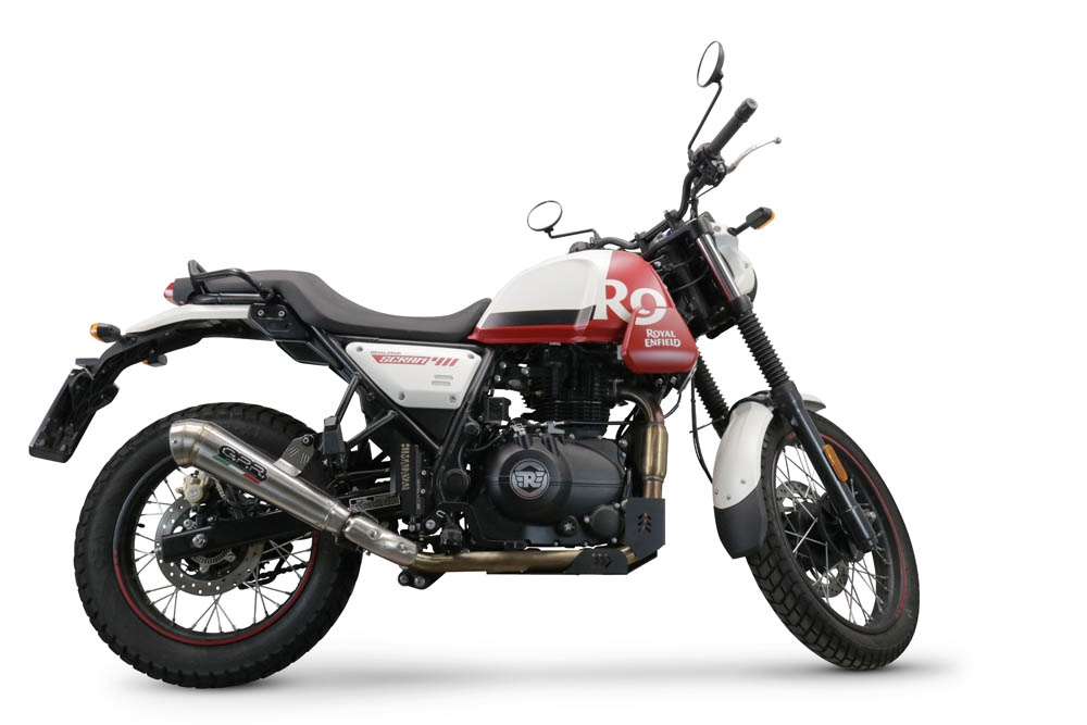 Escape compatible con Royal Enfield Scram 411 2022-2024, Powercone Evo, Escape legal, homologado, silenciador con catalizador, db killer desmontable y tubo de conexión específico 