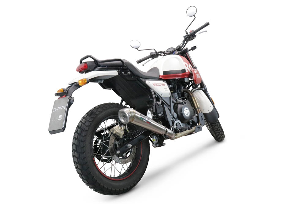 Escape compatible con Royal Enfield Scram 411 2022-2024, Powercone Evo, Escape legal, homologado, silenciador con catalizador, db killer desmontable y tubo de conexión específico 