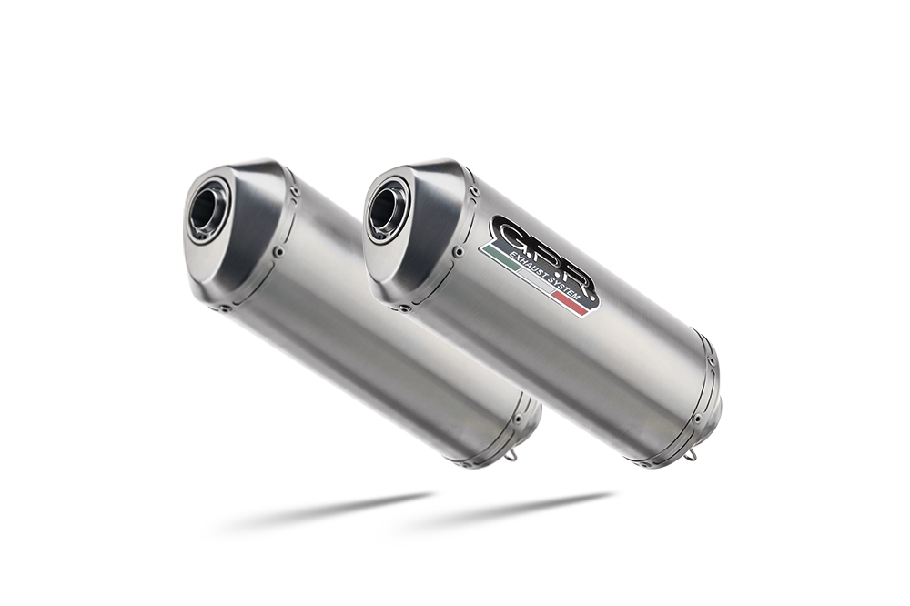 Escape compatible con Moto Guzzi Breva 750 2003-2009, Satinox, Par de terminales de escape homologados, con db killer extraíbles y tubos de conexión específicos 