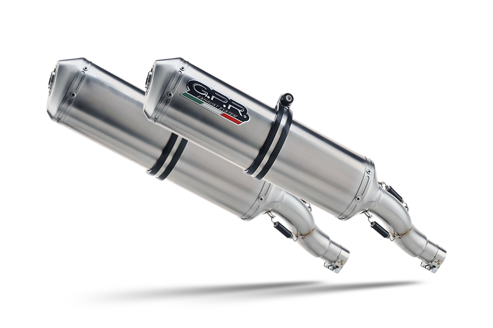 Escape compatible con Moto Guzzi Breva 750 2003-2009, Satinox, Par de terminales de escape homologados, con db killer extraíbles y tubos de conexión específicos 