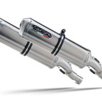 Escape compatible con Moto Guzzi Breva 750 2003-2009, Satinox, Par de terminales de escape homologados, con db killer extraíbles y tubos de conexión específicos 
