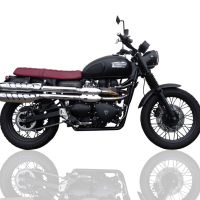 Escape compatible con Triumph Scrambler 900 2006-2014, Deeptone Inox, Par de terminales de escape homologados, con db killer extraíbles y tubos de conexión específicos 