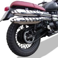 Escape compatible con Triumph Scrambler 900 2006-2014, Deeptone Inox, Par de terminales de escape homologados, con db killer extraíbles y tubos de conexión específicos 