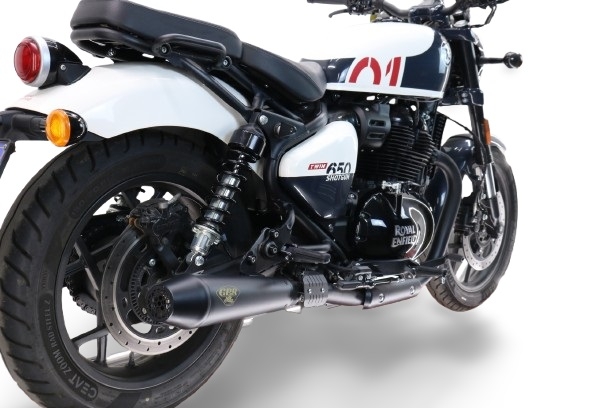 Escape compatible con Royal Enfield Shotgun 650 2024-2025, Ultracone Black, Doble Escape racing, silenciador con tubo de conexion y dbkiller, articulo sin homologacion 