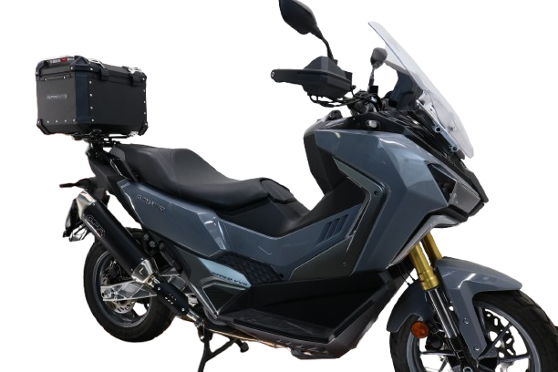 Baúl GPR TECH compatible con  Sym ADX TG 400 2024/2026 e5 Plus Baúl Alpi-Tech en aluminio, color negro con placa específica incluida Capacidad Litros 26