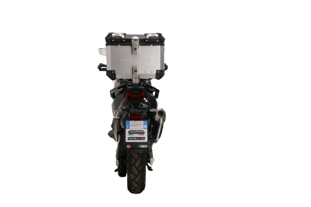 Baúl GPR TECH compatible con  Sym ADX TG 400 2024/2026 e5 Plus Baúl Alpi-Tech en aluminio color plata con placa específica incluida Capacidad Litros 35