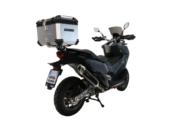 Baúl GPR TECH compatible con  Sym ADX TG 400 2024/2026 e5 Plus Baúl Alpi-Tech en aluminio color plata con placa específica incluida Capacidad Litros 45