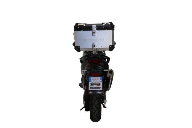Baúl GPR TECH compatible con  Sym ADX TG 400 2024/2026 e5 Plus Baúl Alpi-Tech en aluminio color plata con placa específica incluida Capacidad Litros 45