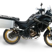 GPR TECH compatible con  Voge 625DSX 2024/2026 e5 Par de maletas laterales en aluminio con lado derecho contorneado, color plata con portaequipajes específico Capacidad 38 LT. + 32 LT.