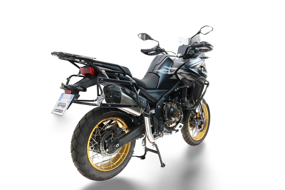 GPR TECH compatible con  Voge 625DSX 2024/2026 e5 Par de maletas laterales en aluminio con lado derecho contorneado, color plata con portaequipajes específico Capacidad 38 LT. + 32 LT.