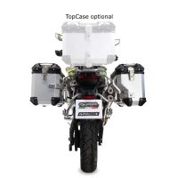 Par de maletas laterales en aluminio color plata,con lado derecho contorneado, con portaequipajes específico color plata  GPR TECH compatible con  Voge 900DSX 2024/2025 e5