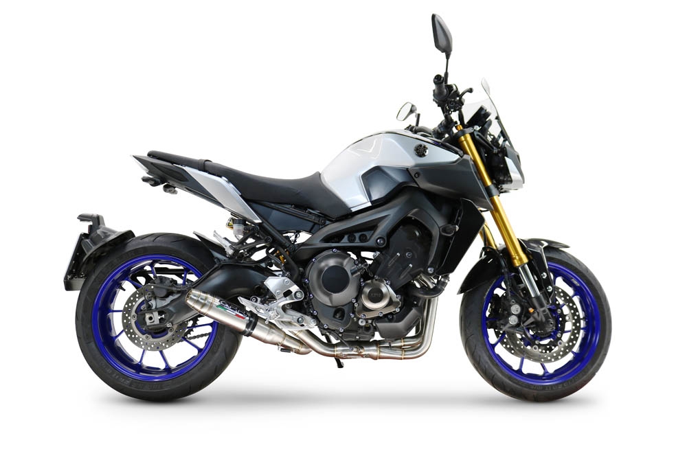 GPR escape compatible con  Yamaha Mt-09 2014-2020, Deeptone Inox, Escape completo racing, incluyendo colector y db killer desmontable, sin homologación 