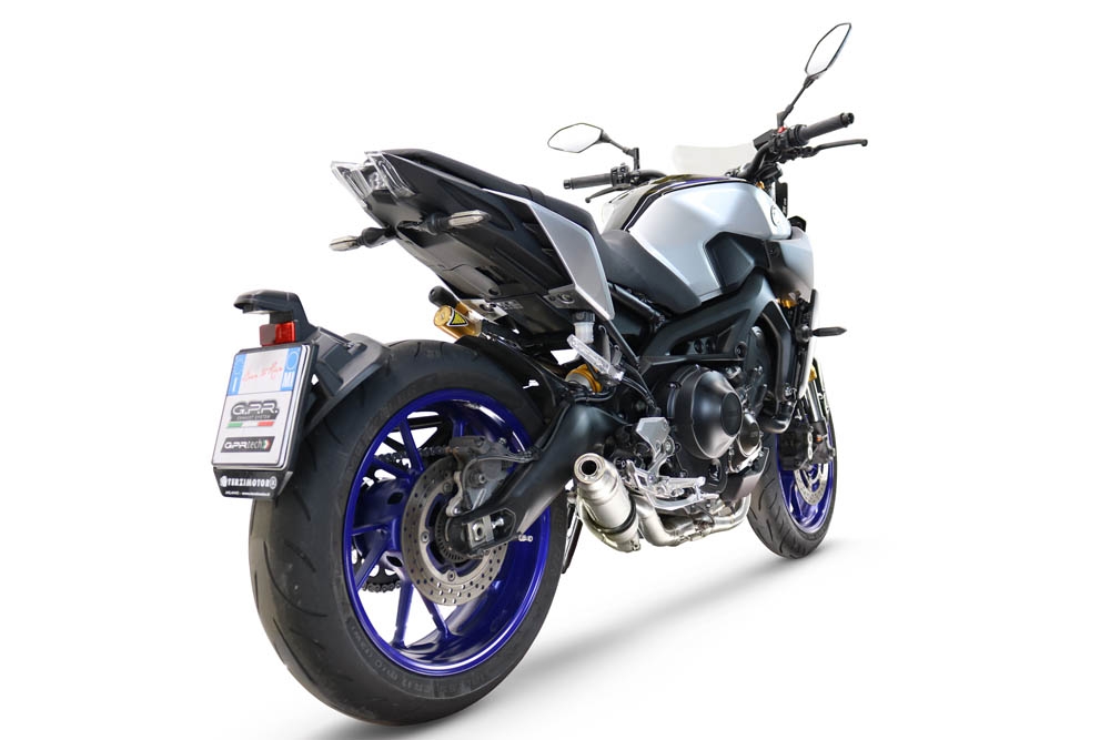 GPR escape compatible con  Yamaha Mt-09 2014-2020, Deeptone Inox, Escape completo racing, incluyendo colector y db killer desmontable, sin homologación 