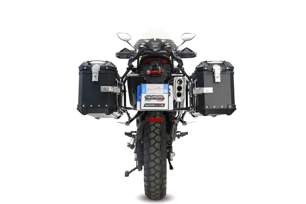 GPR TECH compatible con  Zontes 703 F 2025/2026 Par de maletas laterales en aluminio color negro con portaequipajes específico Capacidad 38 LT. + 38 LT.